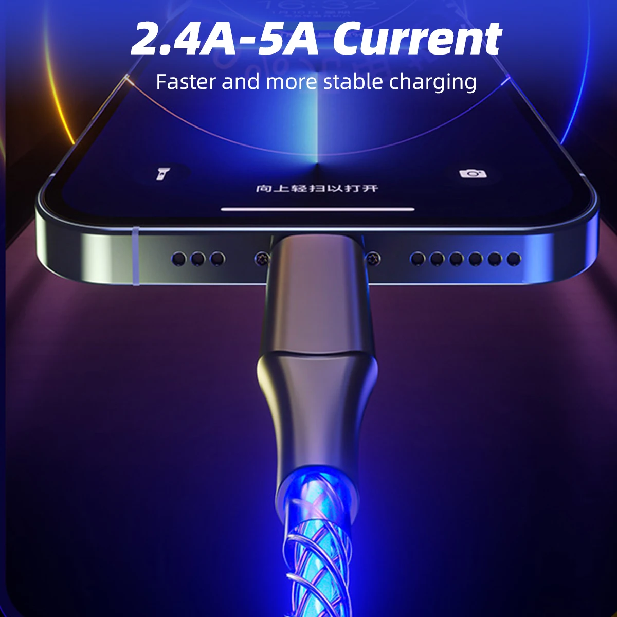 Cable de carga rápida 5A, Cable de datos Micro USB tipo C, Flash LED, compatible con transferencia de datos, para Samsung y Xiaomi