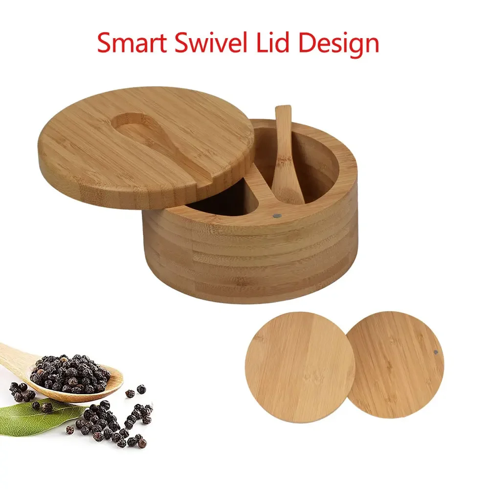 صندوق حاوية الملح مع غطاء وملعقة تخزين السكر والفلفل وحامل قبو وإكسسوارات المطبخ وعاء توابل التوابل