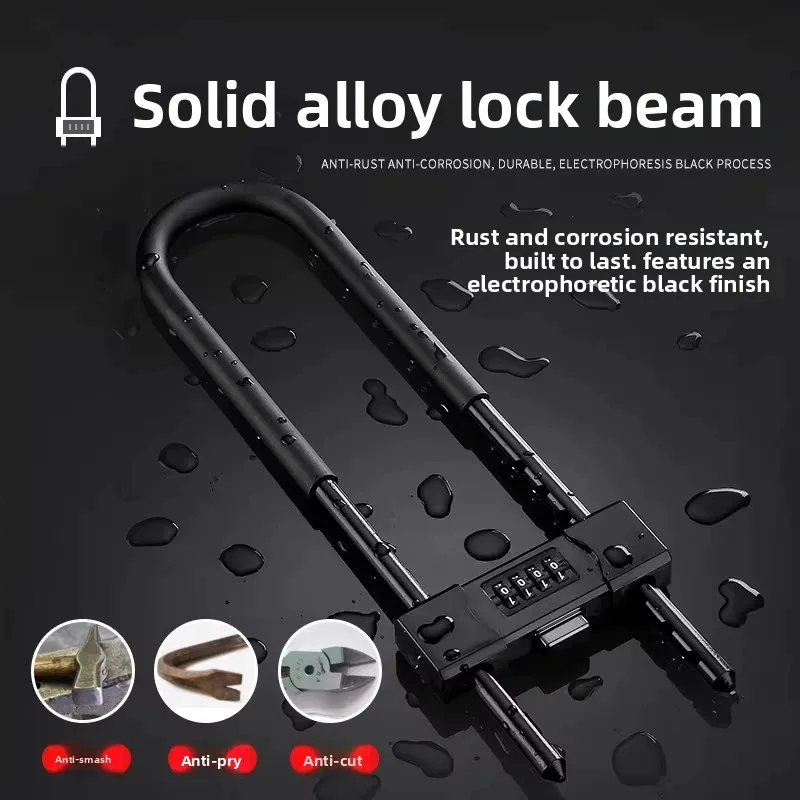 For Shop Office Entry Door Anti Theft U Lock, Heavy Duty Glass Door U-Shaped Lock with Key for Household Mechanical Security