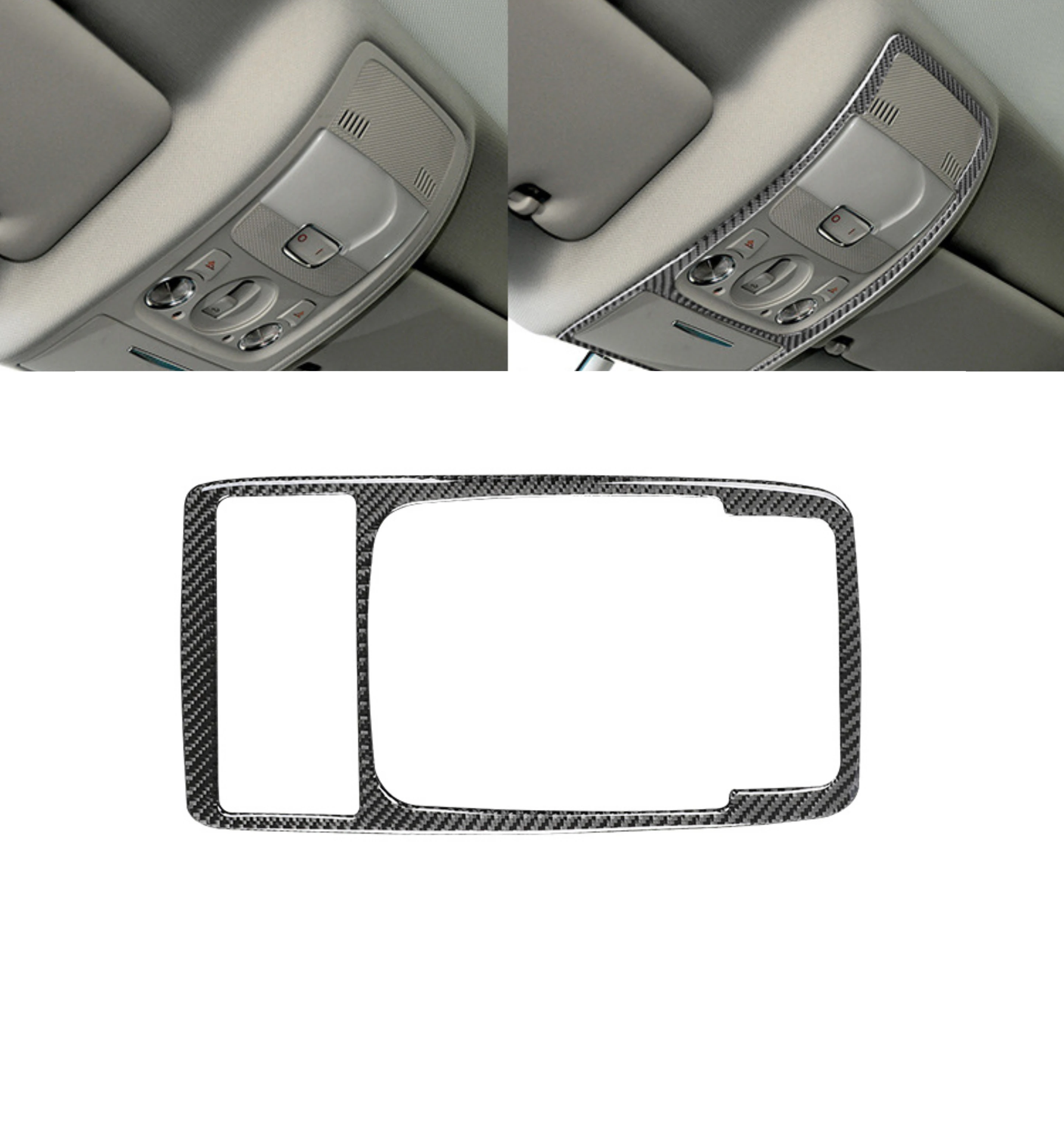 For Audi A4 B8 A5 2009-2016 Inner Front Reading Light Frame Decoration Sticker Trim  Roof Lamp Decals Car Carbon Fiber