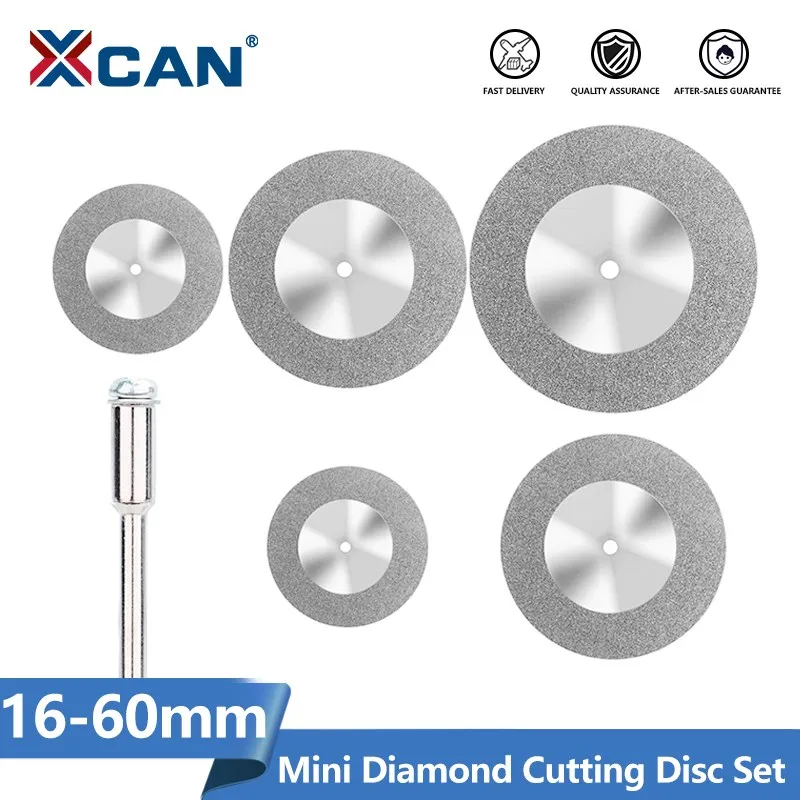 XCAN Mini brzeszczot diamentowy 16-60mm  Diamentowa tarcza tnąca z trzpieniem do narzędzi obrotowych Dremel Ściernica 5 szt.