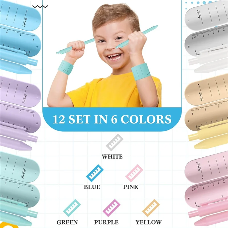 Compact 12 Sets Slap Silicone Memo Wrist Band And 1.0 Mm Ballpoint Pen Kit Writable Memo Wristband Erasable For Planner Nurse