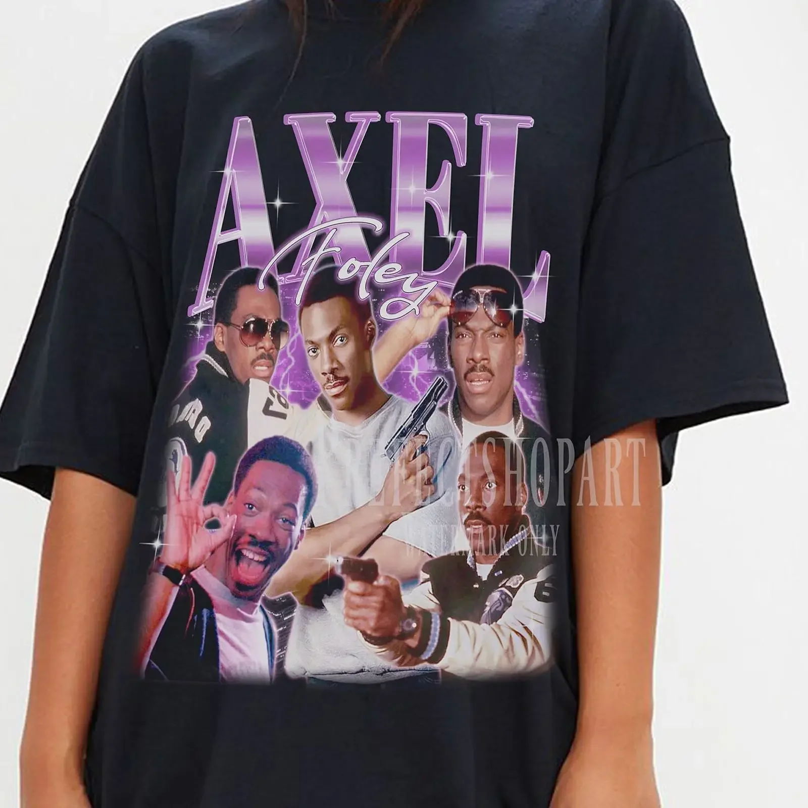 Vintage Axel Foley 90s Retro Homage T Shirt Eddie Murphy Beverly Hills Oversized Casual For Fans vintage Washed Stretched