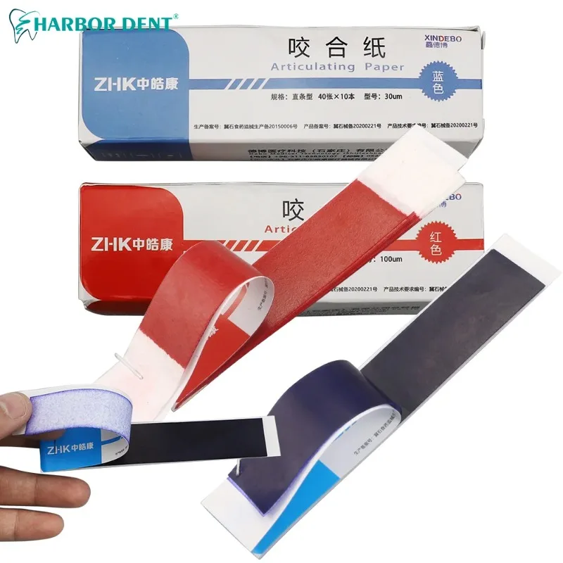 30/100µm Dental Articulating Paper Blue Red Occlusion Paper Strip for Teeth Whitening 200/400Pcs Dentist Material Tools