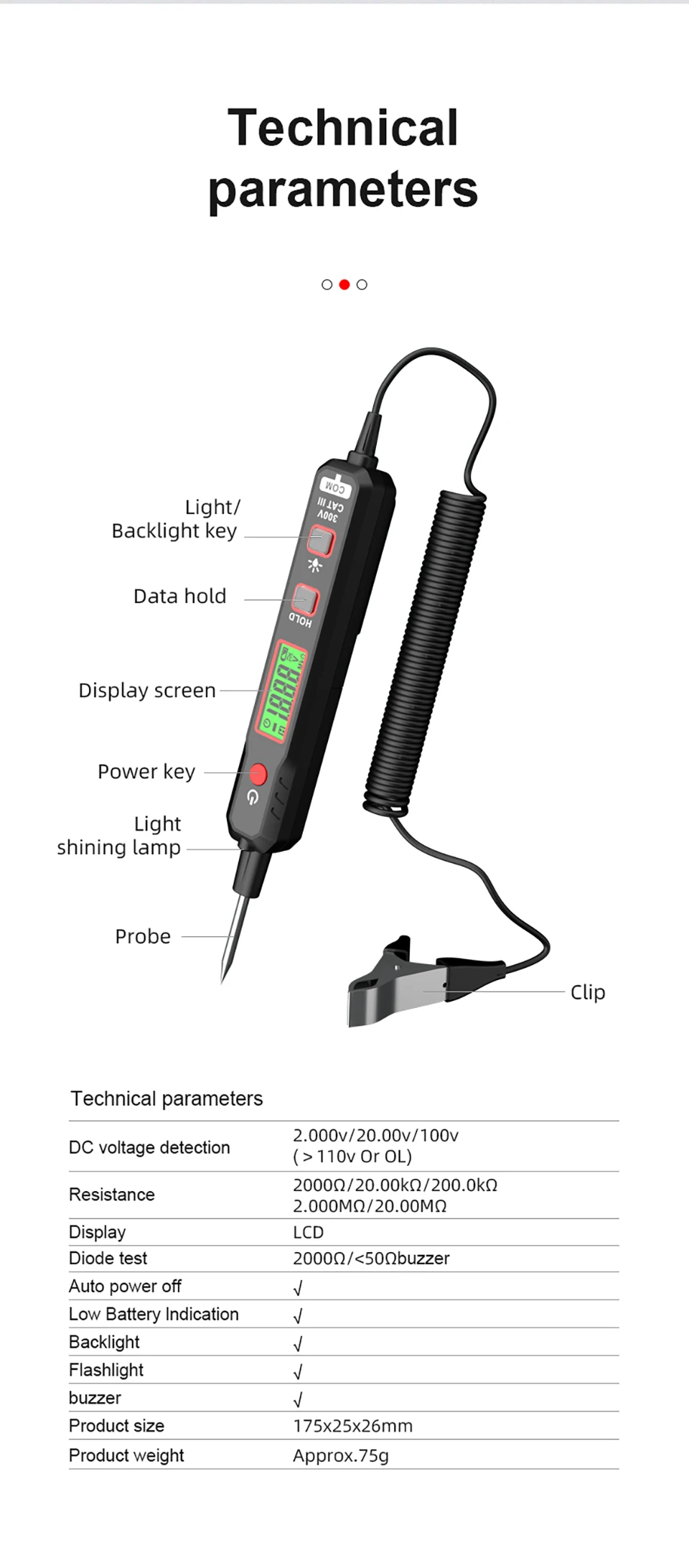 HT86A DC Spannung Detektor Auto Automobil Fehler Wartung Schaltung Test Stift Digitale Hintergrundbeleuchtung Auto Sicherung Diagnose Sonde Test Stift – Detail 8