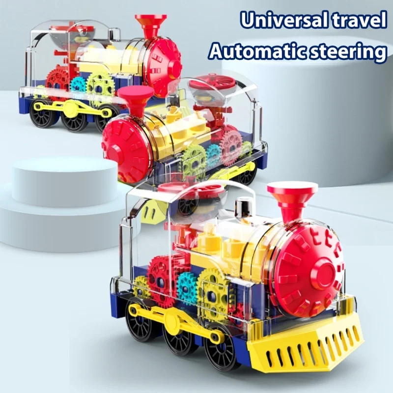 Set di treni elettrici Treno elettrico trasparente con luce musicale Giocattolo rotante Regalo di compleanno per bambini per bambini