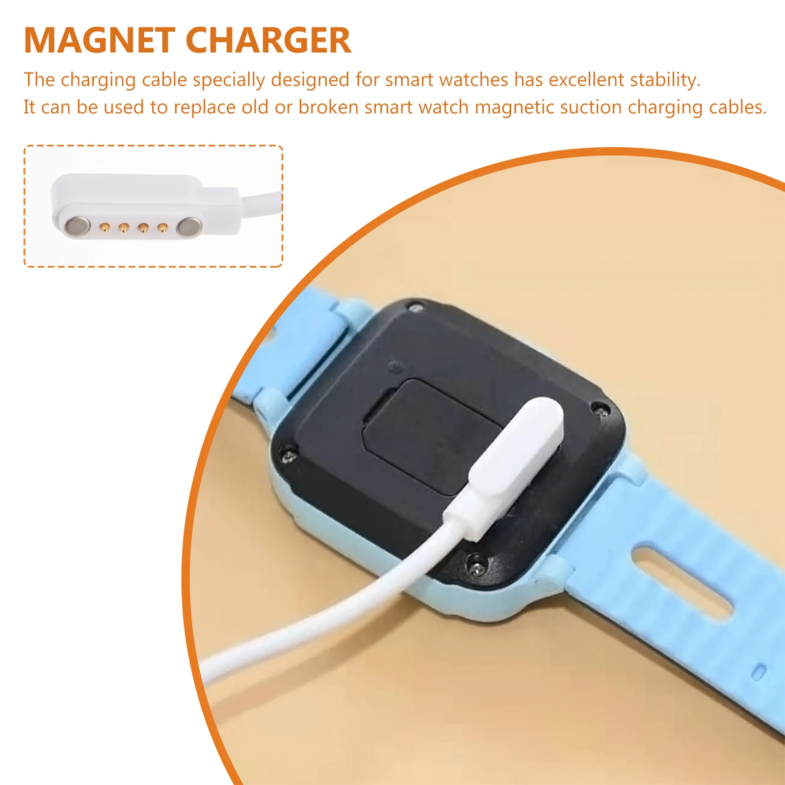 

2 Pcs Accessories Magnetic Charging Cable Smart Watch Pvc 4 Pin Suction