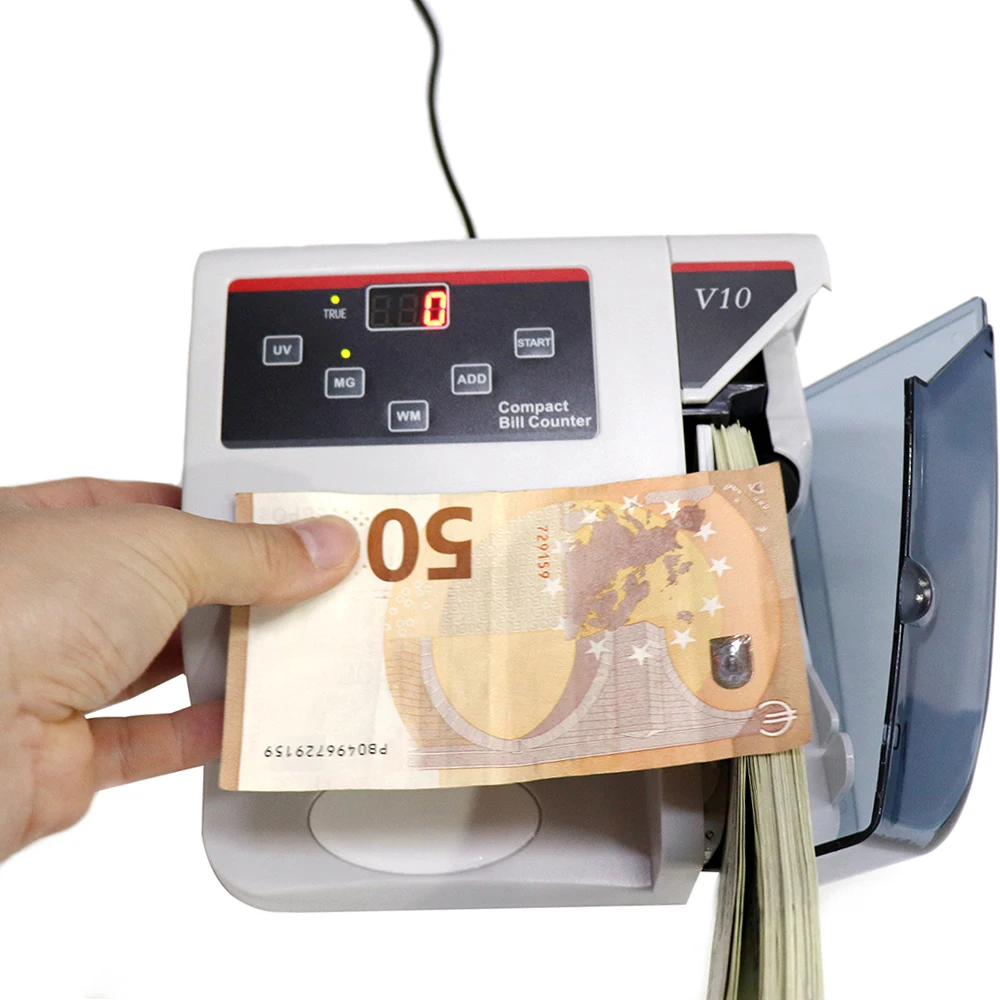 Portable Money Counter Currency Cash Banknote Bill Counting Machine Detector with UV/MG/WM Counterfeit Detection 600 Bills /s