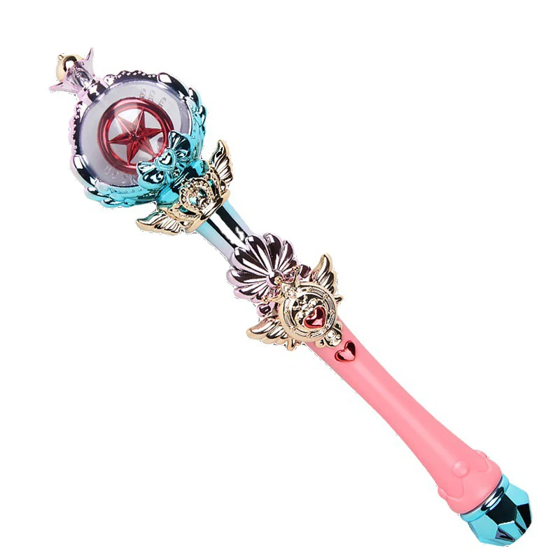 Crianças varinha mágica varinha de fadas brinquedos menina luz cristal musical brinquedos elétricos rpg adereços decoração rainha cetro presentes