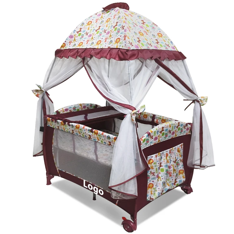 Custom OEM/ODM Foldable Portable Crib Toddler Movable Play Fence Bed