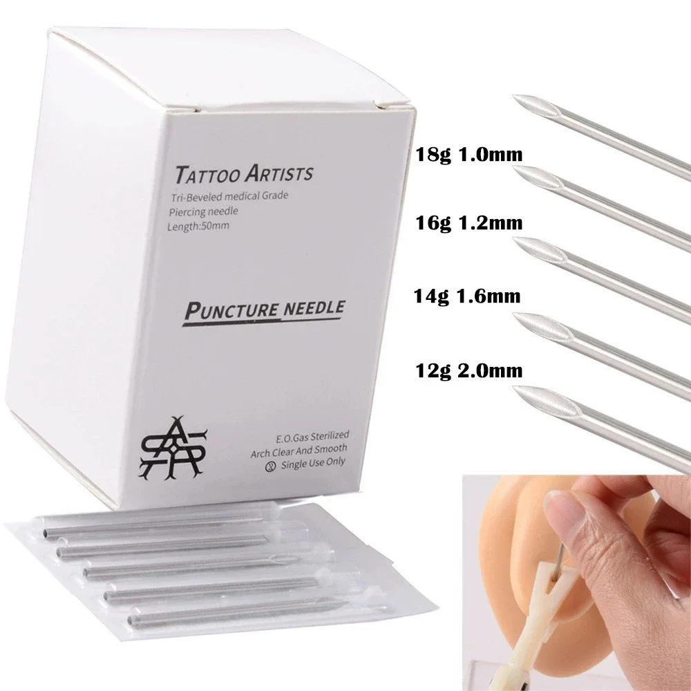 

Body Piercing Needle 100PCS 6G 8G 12G 13G 14G 15G 16G 17G 18G 20G Surgical Steel Sterile Disposable Ear Nose Navel Nipple Lip