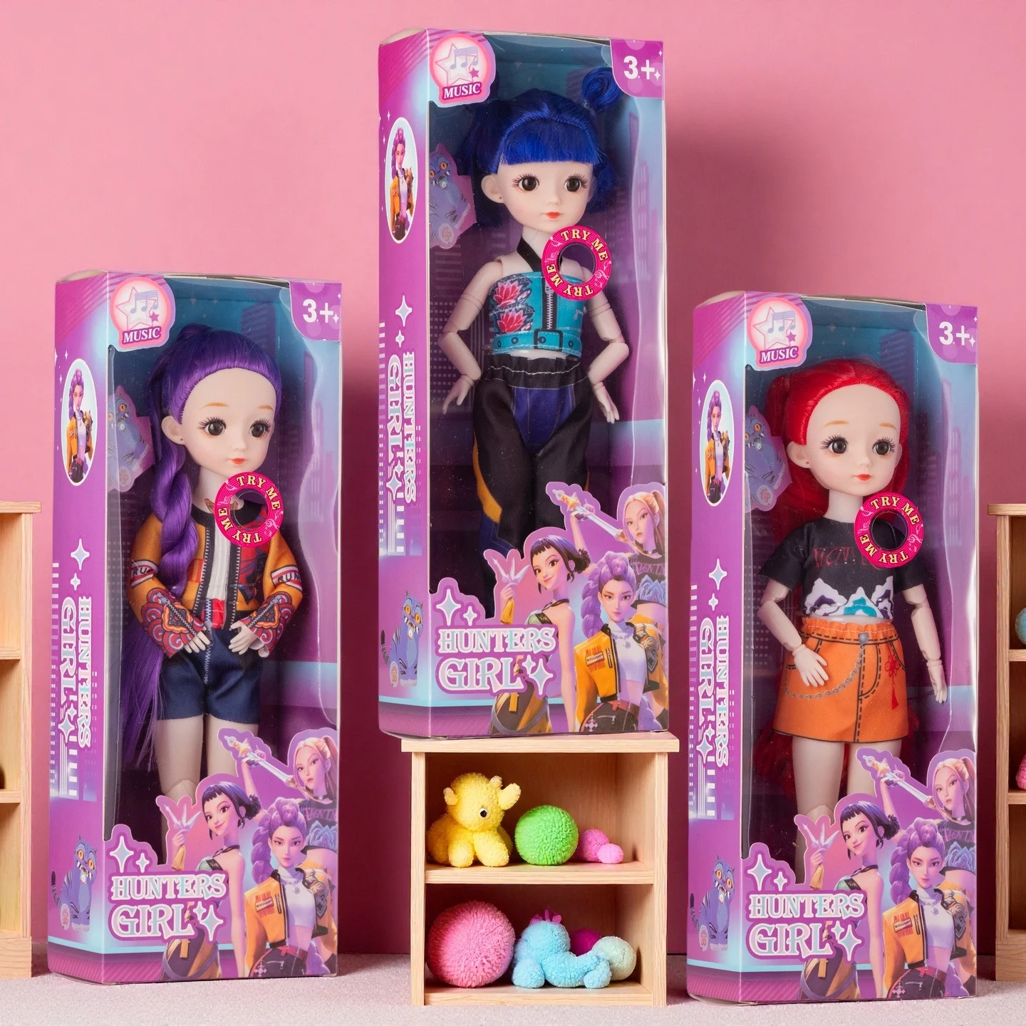 2026 HOT NEW KPop Demon Hunter Anime Doll 3D Eye Music Theme Song 12 Inch Solid Body 15 Flexible Joints High Quality for Girls