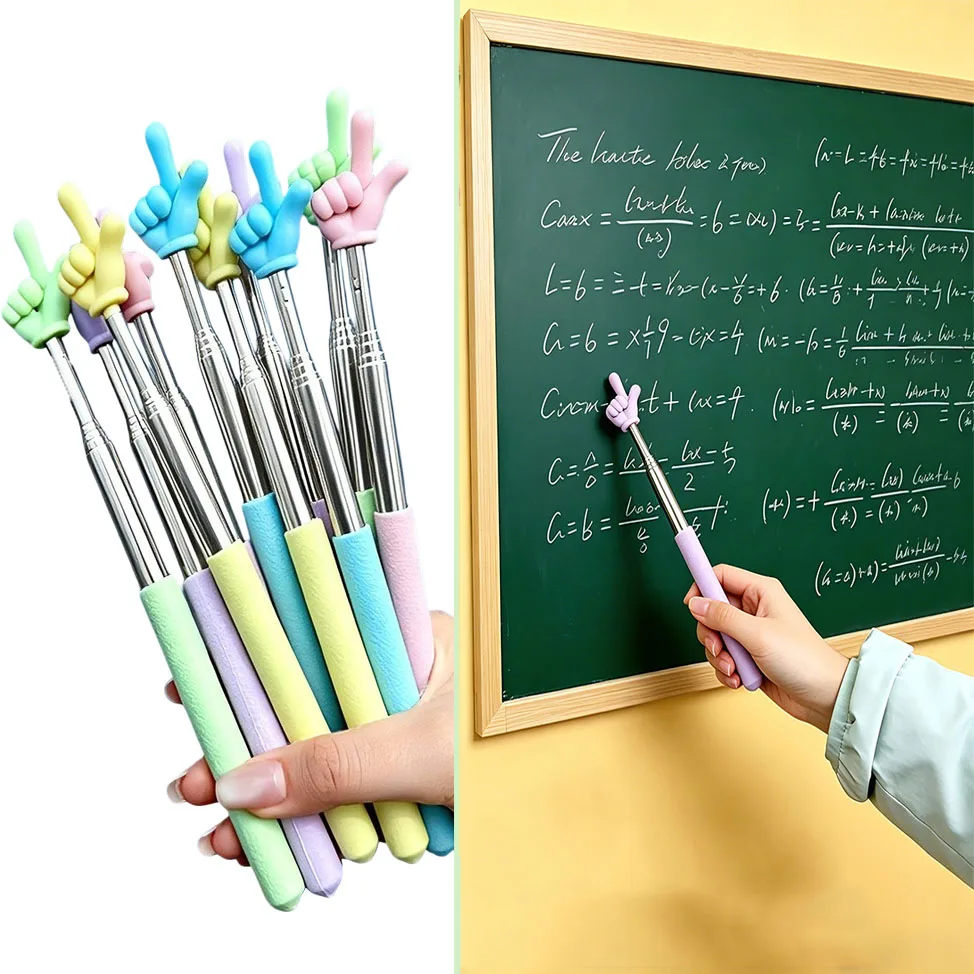 Puntero Telescópico de 1/6 Piezas, Puntero Retráctil con Punta de Silicona para Enseñanza en el Aula