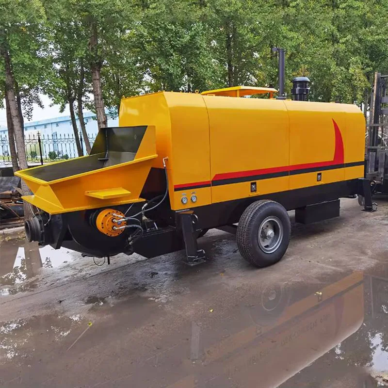 HBTS80 Diesel Cement Pumping Stationary Trailer Backhoe Loader Concrete Pump Machine For Sale Retroexcavadora