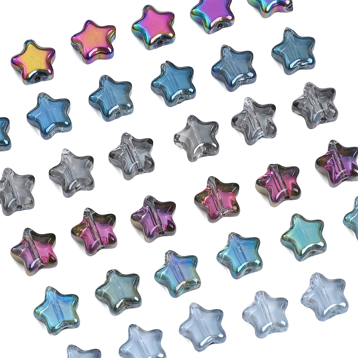 

Glass Color Coating Pentagonal Star Beads For DIY Jewelry Making Earring Bracelet Necklace Accessories 8mm Aperture 1mm 10pcs