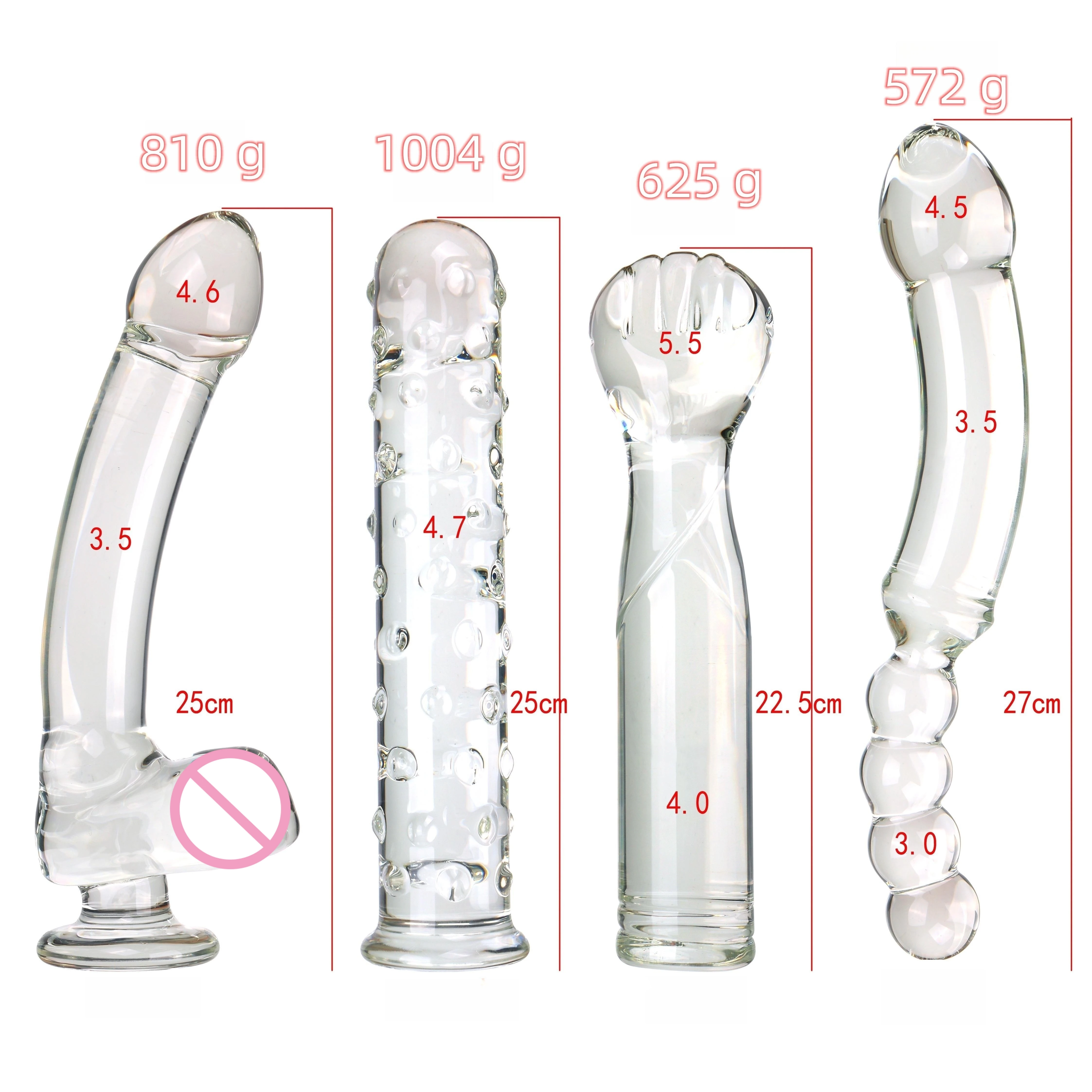 VaHppy Glass Dildo Artificial Penis Large 3.5--5.5cm 1004g Masturbators for Women Large 3.5--5.5cm Sex Toys Fist shape Anal Plug