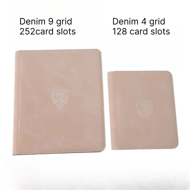 Dragon Emblem Denim Card Binder 4&9 Pocket Trading Card Album Side Loading Holder for Pokemon Sports TCG Rune Collectible Cards
