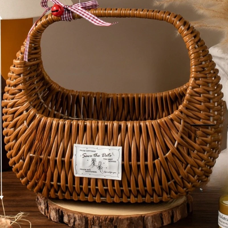 Valentine's Bow Vine Weaving Handbasket Gift Packs Halloween Candy Packaging Box Birthday Anniversary Gifts Decoration Pack