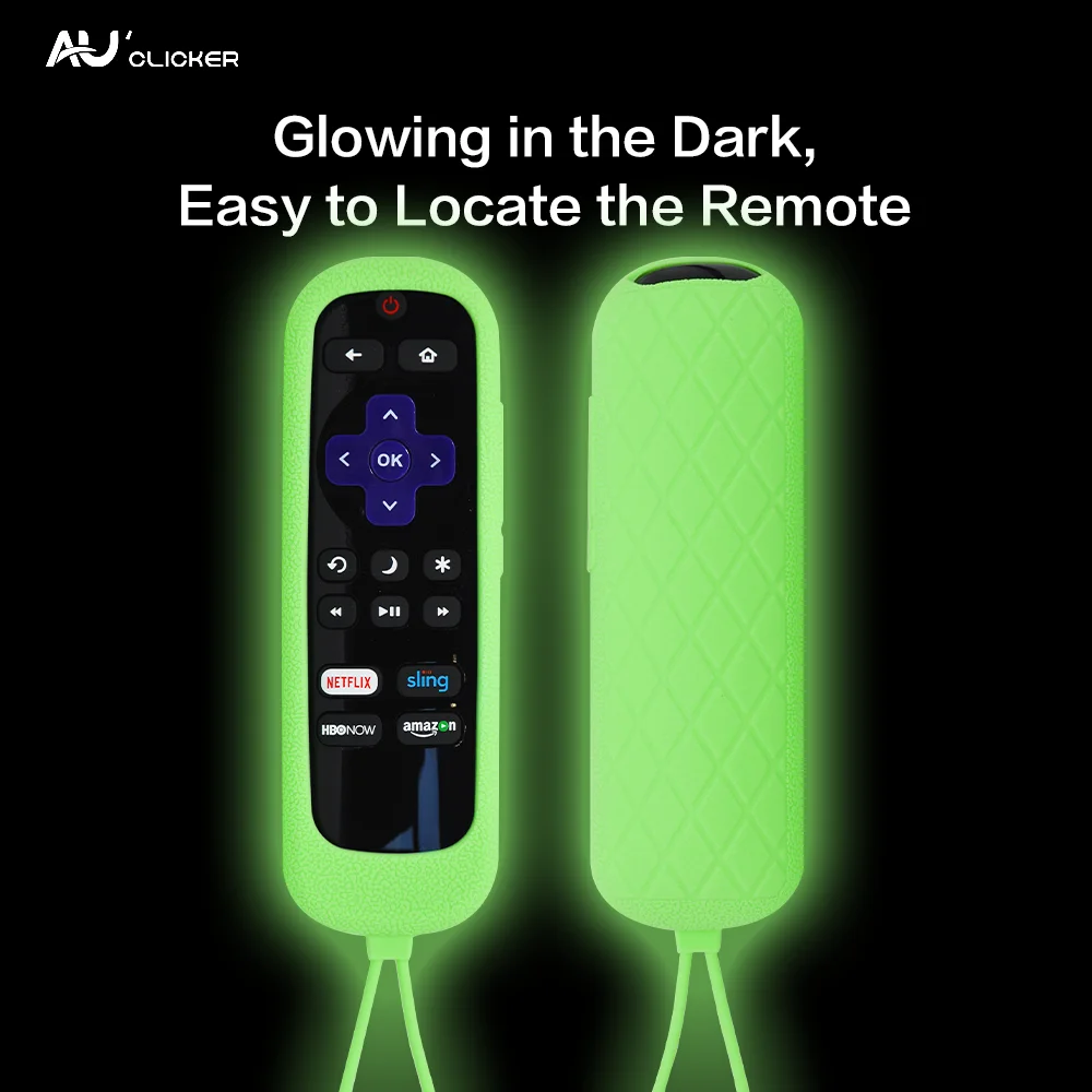 Roku Remote Case for TCL Roku TV Steaming Stick Express Silicone Protective Replacement Skin Glow in the Dark