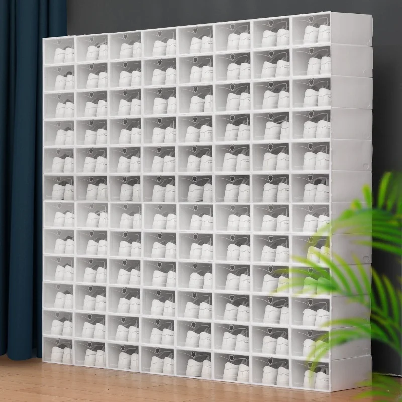 

Прозрачная коробка для обуви Macaron с откидной крышкой, пылезащитная, для хранения, не требует сборки, для дома и общежития, пластиковая коробка для кроссовок.