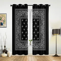 Bandana Paisley Black White Window Curtains Home Decoration Living Room Curtains Kid's Room Drapes Cortinas For Kitchen Bedroom