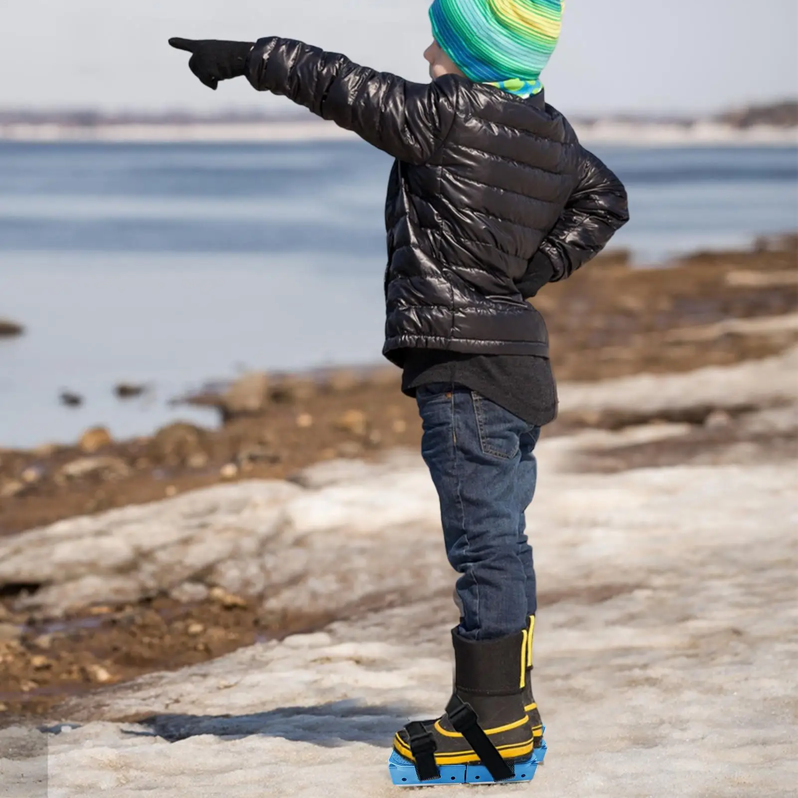 زلاجات ثلجية للأطفال الصغار قابلة للتعديل ومضادة للانزلاق وأشرطة تثبيت للأطفال على الجليد للهوكي والبنات والأولاد والتزلج في الهواء الطلق