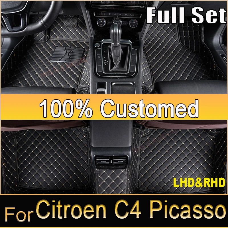 Tappetini Auto per Citroen Grand C4 Picasso SpaceTourer 5 posti 2007 ~ 2013 Pad durevole tappeti Auto tappeti parti interne accessori Auto