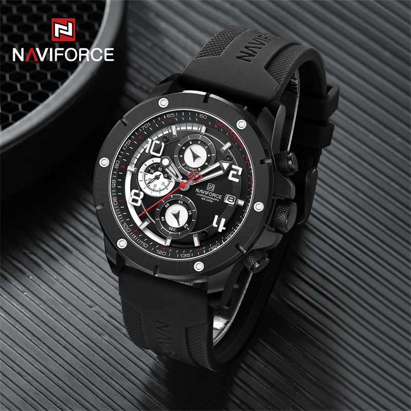 

NAVIFORCE Top Watches For Men Luxury Sport Silicone Strap Luminous Waterproof Date Wristwatch Business Quartz Chronograph Clock