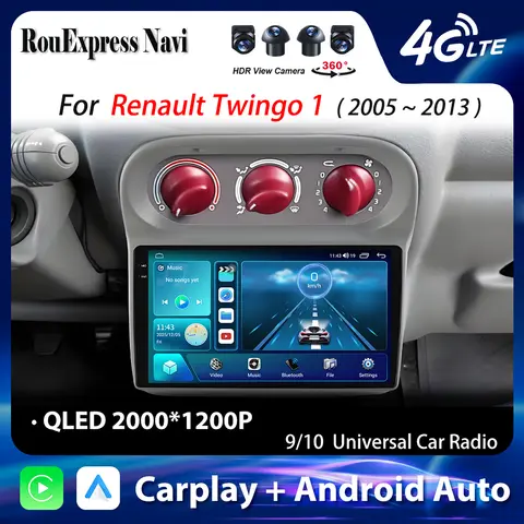 Android Carplay Auto WIFI+4G Para Renault Twingo 1 2005 - 2013 Rádio Automotivo Multimídia Sem DVD 2din Autoradio Bluetooth