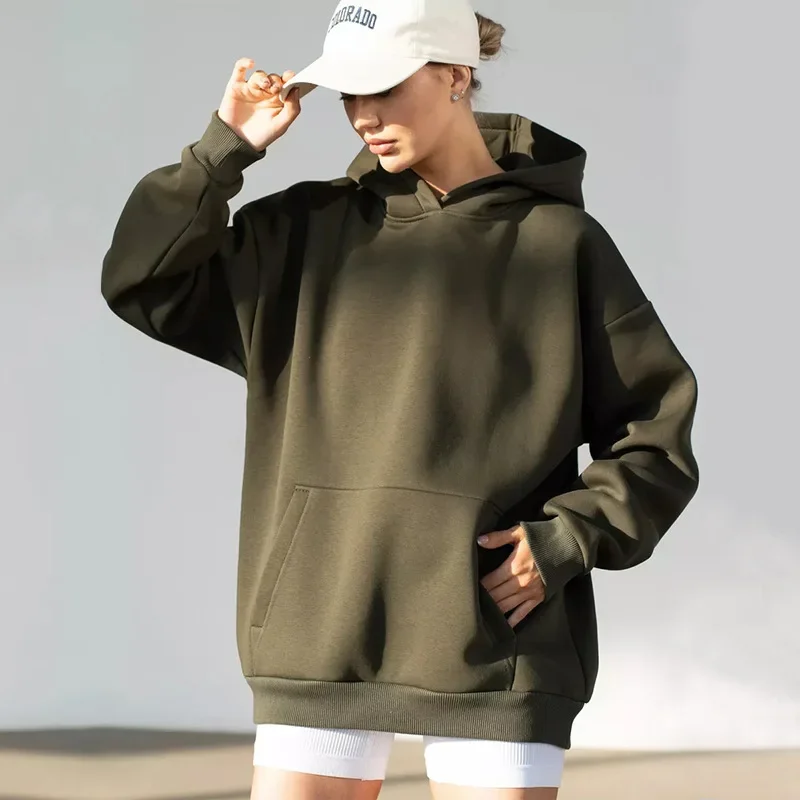 2024 New Autumn and Winter Women's Long Sleeved Hooded Sweatshirt with Loose Fitting Casual Top, Fashionable Women's Clothing