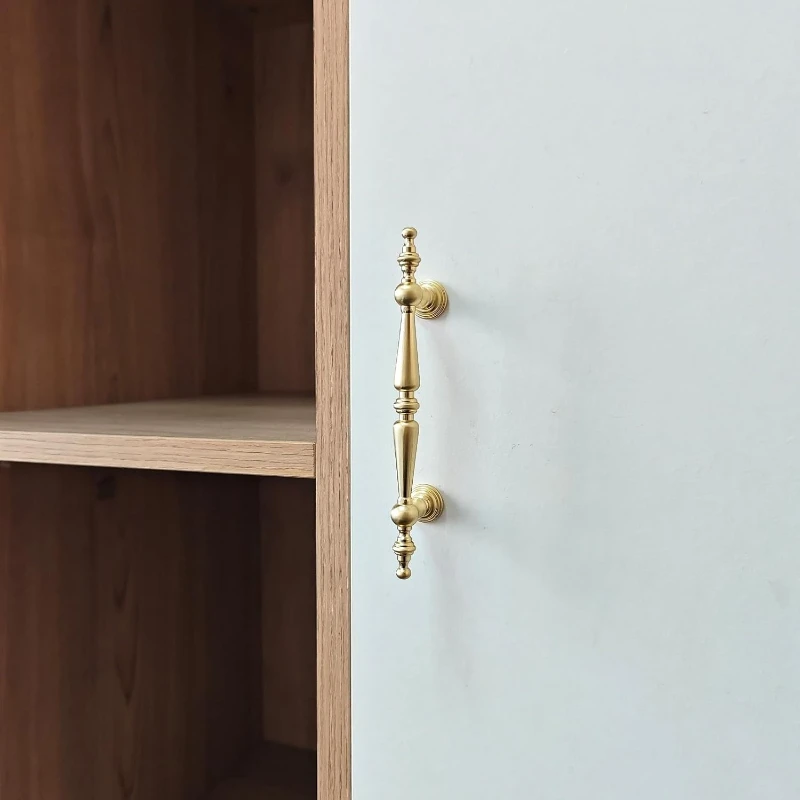 Single-Hole Drawer Knob Copper Brushed Wardrobe Cabinet Door Pull Handle Solid Furniture Hardware Dressing Table Cupboard Handle