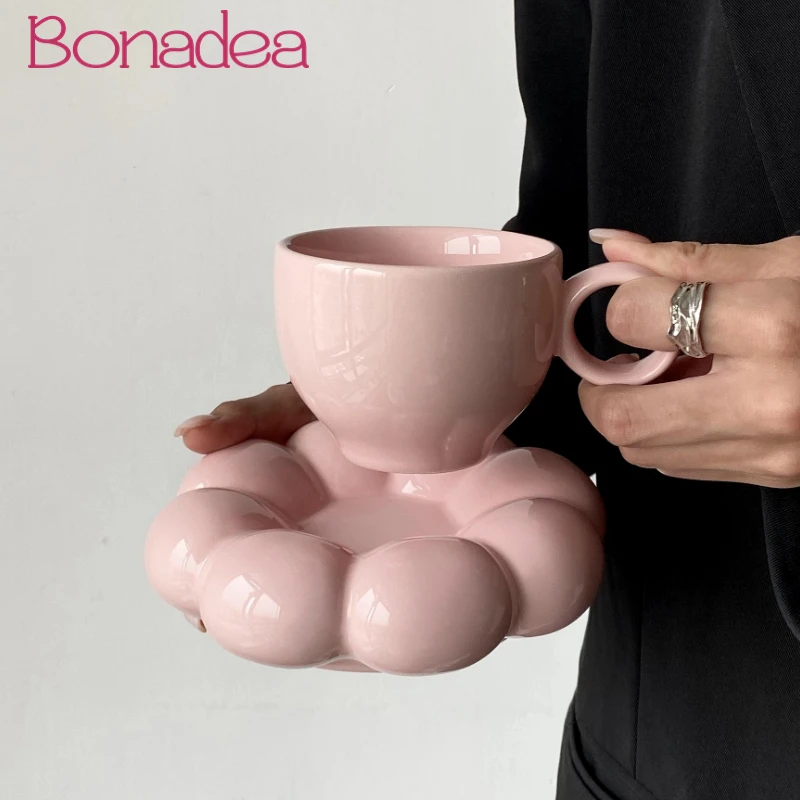 

200ML Cloud Mug Creative Ceramic Mug Pink Coffee Cups ，Cup And Saucer Set Kawaii Mugs At Home