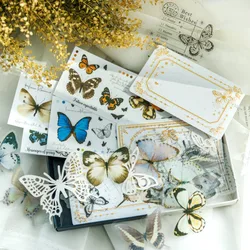 Mr. Paper Vintage Butterfly Theme Material Bag High Beauty Multiple Style Handbook Decoration Collage Stationery 51pcs/pack