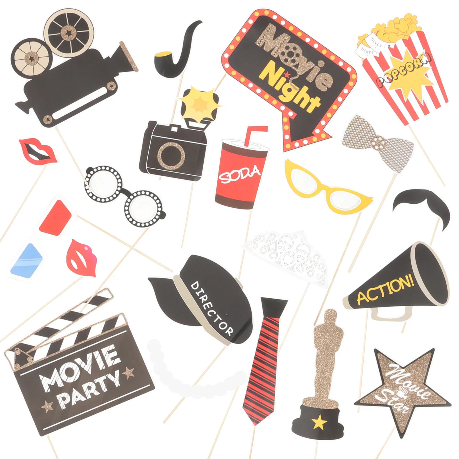 

21Pcs Movie Theme Party Photo Props Paper Masks for Bachelorette Birthday Wedding Decoration Supplies Fun Selfie Booth