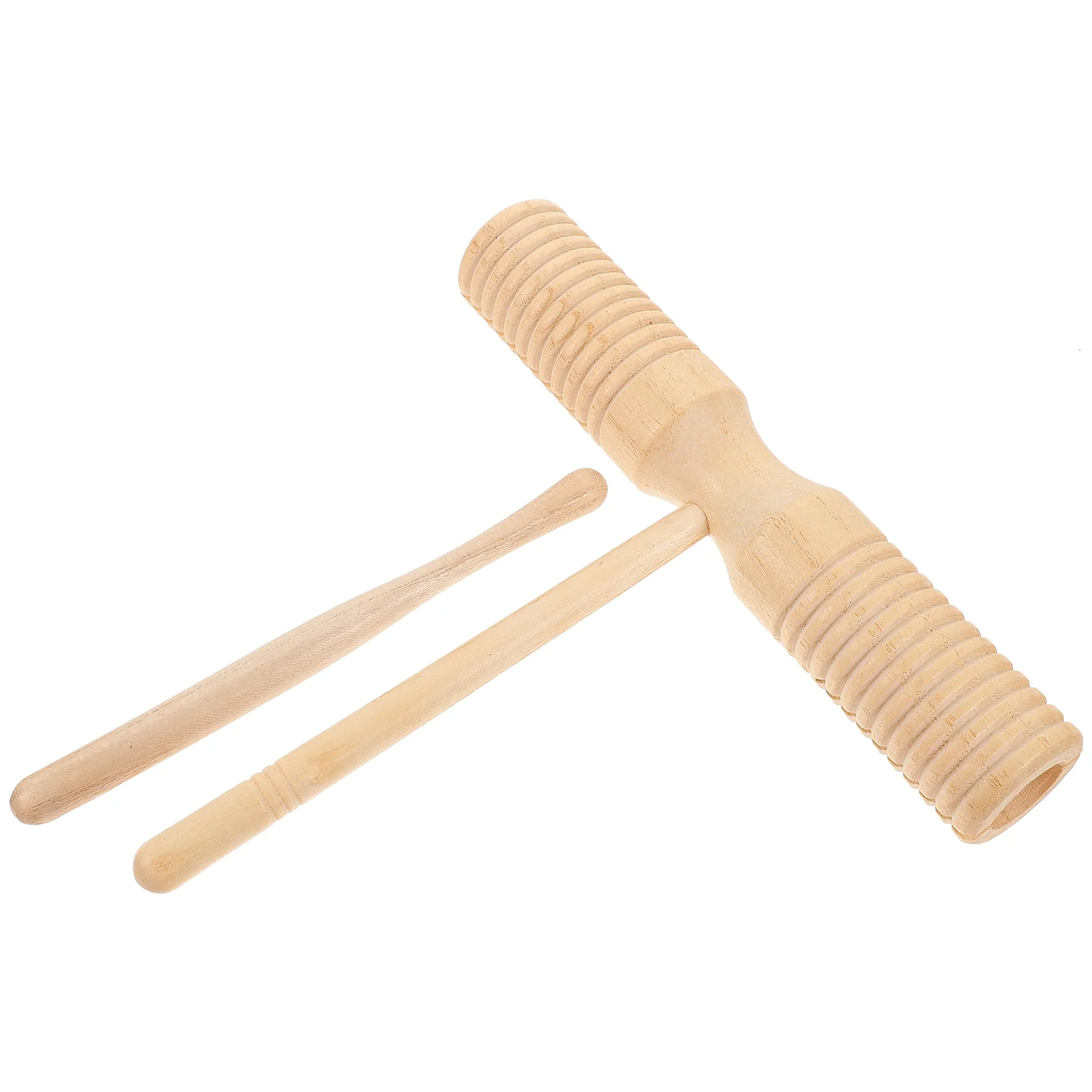 

Wooden Double Horn Guiro Percussion Instrument for Toddler Musical with Stick Beginner