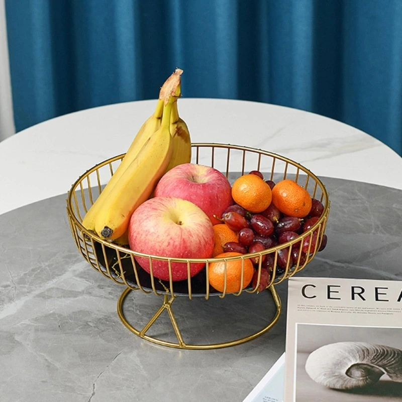 Fruit-Basket Round Fruit-Bowl Iron Fruit-Stand Home Creative-Snack-Bread Storage Drain Basket Table Snack-Tray Home Use