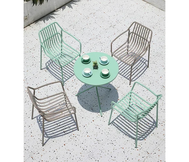 

Internet celebrity open-air balcony waterproof and sunscreen courtyard garden, leisure all-aluminum table and chair combination