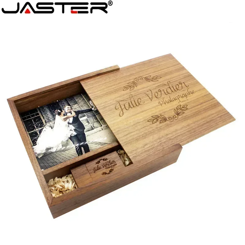 JASTER orzech maple Album fotograficzny drewno usb + pudełko Pendrive Pendrive 4GB ~ 64GB U dysk fotografia prezent ślubny darmowe własne logo
