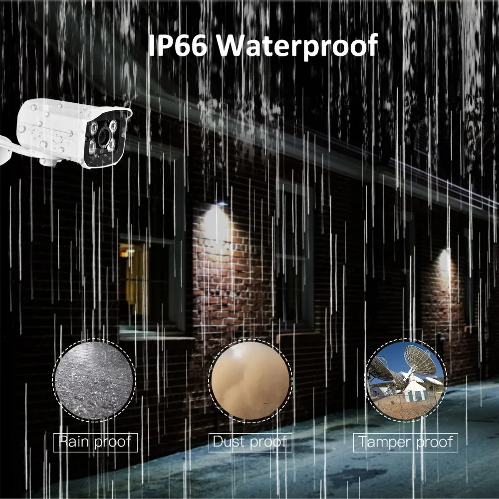 AZISHN НОВАЯ IP-камера H.265, 2 МП, 1080P, 25 кадров в секунду, металлическая, IP66, водонепроницаемая, 4 массива светодиода, камера видеонаблюдения, видео P2P, DC12V/48V POE