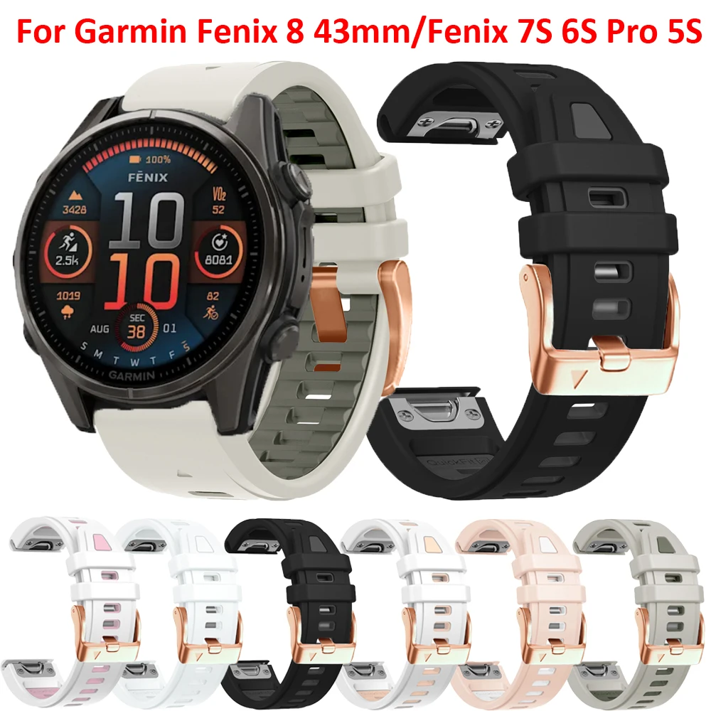 Correa de silicona para reloj inteligente, pulsera de 20mm para Garmin Fenix 8, 43mm, 7S, 6S Pro, 5S Plus