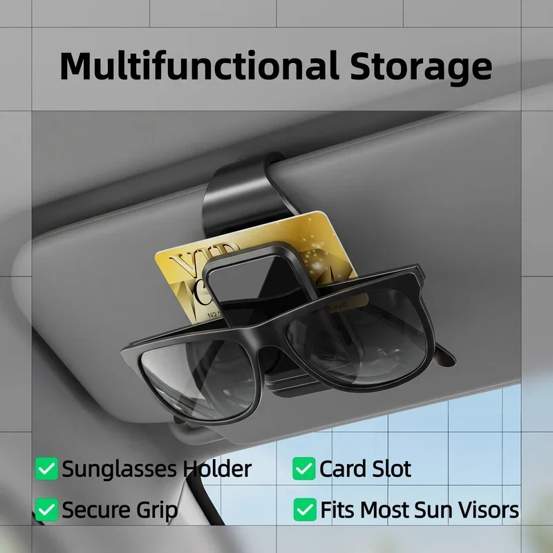 No Standard Model2 Pieces Car sun visor glasses holder，Multifunctional glasses clip with card slot，Universal in-car storage rack