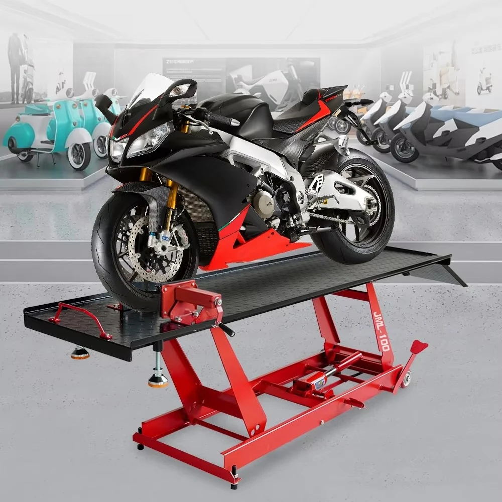 

100kg Capacity Red Motorcycle Lift Stand Hydraulic Lifting Table Repair Maintenance Tool​