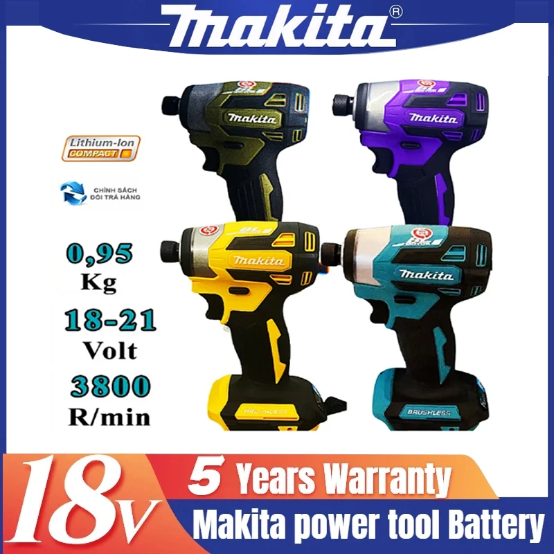 Makita-DTD173 Original Cordless Impact Driver, Brushless Motor, Electric Drill, Wood, Bolt, T-Mode, 18V, 1800rpm,