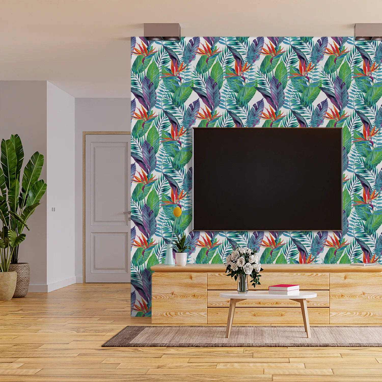 

Nordic Style Removable Wallpaper Leaf Pattern Waterproof Wall Decals for Apartment Sofa Backdrop Home Renovation