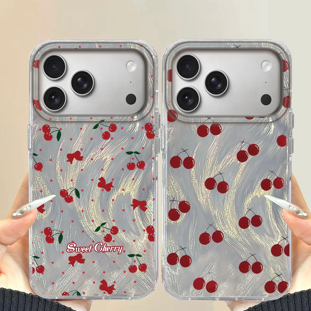 Niedliche Kleine Kirschmuster Luxus-Handyhülle für iPhone 17 Plus Air 16 16e 15 14 13 12 Pro Max 7 8 X XS XR SE 2022 4G Cover