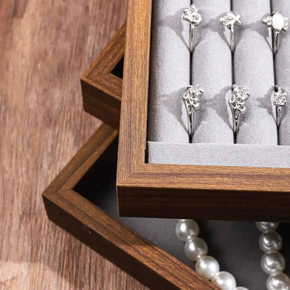 

12/24 Grids Wooden Jewelry Tray Simple Velvet Jewelry Organizer Bracelets Large Capacity Jewelry Display Holder Jewelry Display