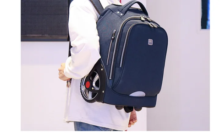 حقيبة حمل بعجلات حقيبة مدرسية مع عجلات حقيبة سفر بعجلات حقيبة ظهر دوارة للفتيات المراهقات حقيبة ظهر متدحرجة للسفر #4