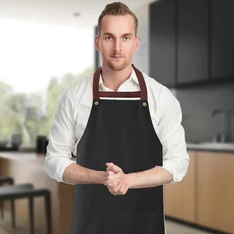 Chef Apron With Pockets Dust-proof Salon Aprons For Hair Stylist Adjustable Mens Pocket Apron For Home Restaurant Bar Store Cafe