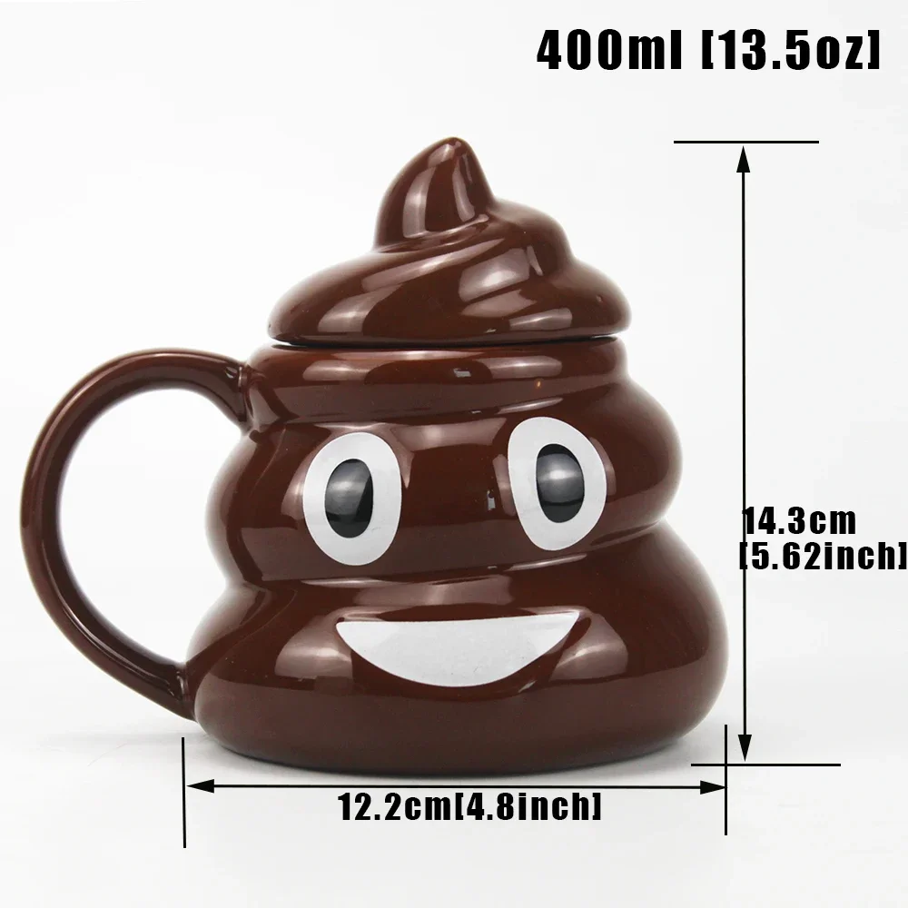 Cartoon Smile Poop Mug Tea Coffee Cup Funny Humor Gift 3D Pile of Poop Mugs With Handgrip Lid Tea Office Cup Drinkware 400ml