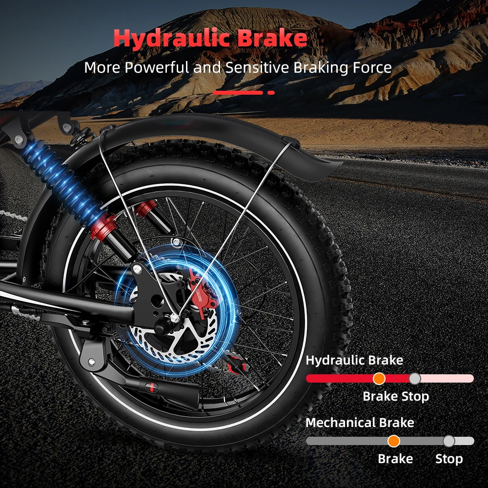 2000W Dual Front‑Rear Wheel Drive E‑Bike 20 Inch Fat Tire Off‑Road Electric Bicycle 48V 25Ah Hydraulic Brake Shimano 7‑Speed Front Rear Suspension view 3